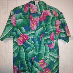 Vintage Hilo Hattie Hawaiian Floral Shirt L